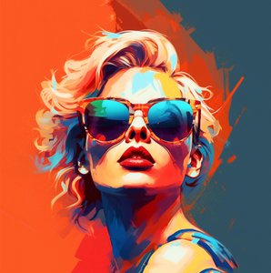visage de femme, lunettes de soleil Singer, décoration murale - F. Abderrahim