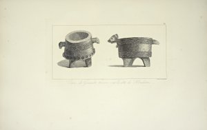 Vases en granit, trouvés sur la côte du Honduras, illustration de "Vues des Cordillères et Monumens des Peuples Indigènes de l