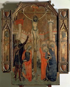 La Crucifixion, partie supérieure du panneau central du grand retable d