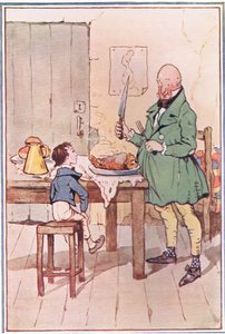 David a dîné avec M. McCawber en prison, illustration de David Copperfield, 1914