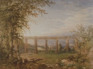 Un Viaduc Ferroviaire en Brique et Bois avec Train à Vapeur, 1849