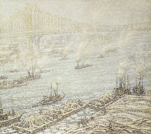 East River, New York, hiver, c.1915 - F. Usher de Voll