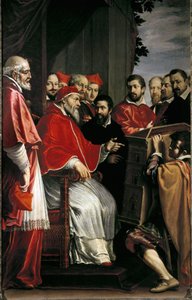 Michel-Ange présentant le modèle du bâtiment du tribunal de Rota à la rue Giulia au pape Jules III - Fabrizio Boschi