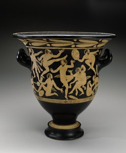 Cratère en cloche à figures blanches avec satyres dansants, 400-351 av. J.-C. - Faliscan