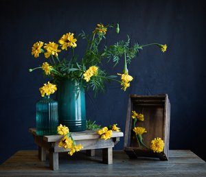 Nature morte aux soucis aux couleurs vives - Fangping Zhou