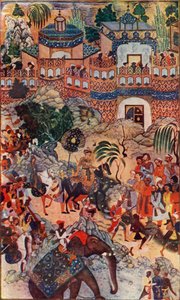 Le Grand Empereur Akbar entre dans sa ville en état, 1572, 1590-1595