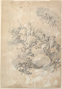 Étude pour un plafond ovale, Apollon, Force et Amour