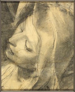 Tête de la Vierge en pâmoison : Étude pour la déposition (recot) Base de la colonne (verso) - Federico Barocci