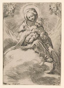 Vierge et enfant dans les nuages