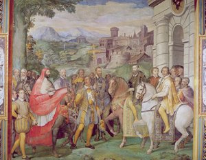 Charles V (1500-58) avec Alessandro Farnese (1546-92) à Worms, de la 