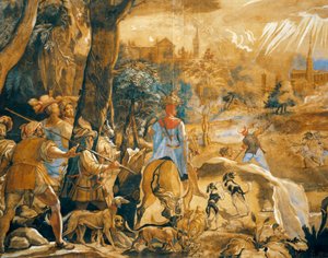 Scène de chasse avec Florence imaginaire - Federico Zuccaro