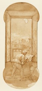 Taddeo dessinant au clair de lune dans la maison de Calabrese - Federico Zuccaro