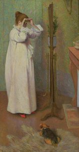 Jeune fille arrangeant une mèche de cheveux - Federigo Zandomeneghi