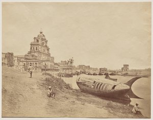 Palais de Chutter Manzil, avec le bateau du roi en forme de poisson - Felice A. Beato