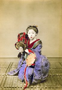 Geisha jouant du tsuzumi, Japon, 1882 - Felice Beato
