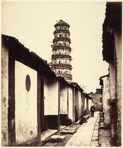 Pagode à neuf étages et rue Tartar, Canton - Felice Beato