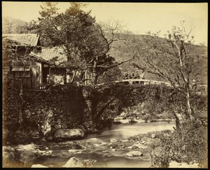 Maison de thé et pont sur la route du Tokaïdo - Felice Beato