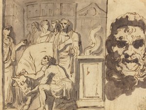 Ancien sacrifice et tête de satyre - Felice Giani