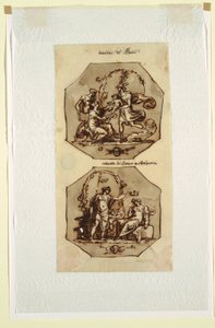 Naissance de Bacchus ; Banquet de Bacchus et Ariane - Felice Giani