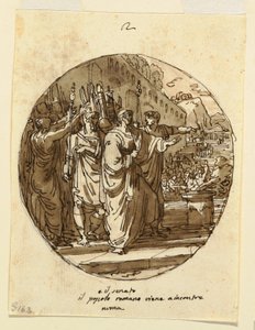 Projet de plafond pour Numa Pompilius accueilli à Rome après son élection, Sala di Numa Pompilio, Palazzo Milzetti, Faenza - Felice Giani