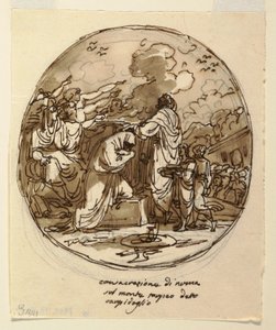 Design de plafond pour la consécration de Numa, Sala di Numa Pompilius, Palazzo Milzetti, Faenza - Felice Giani