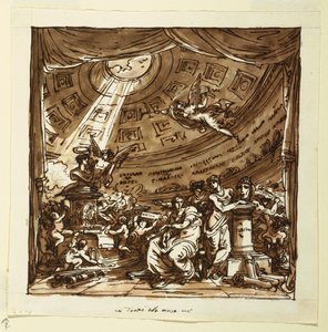 Design pour rideau de scène : Temple de la renommée - Felice Giani