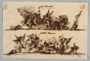 Conception pour deux frises avec putti - Felice Giani