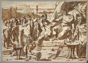 Dessin, Caius Mucius Scaevola et Porsena, 1800-1820 - Felice Giani