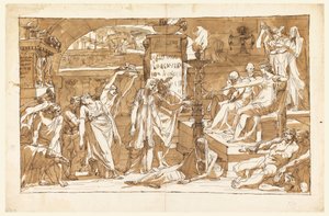 Dessin, Hadès ; Perséphone dans le monde souterrain (offrande à Proserpine), vers 1820 - Felice Giani