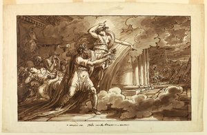 Dessin, Iris encourage Priam à réclamer le corps d