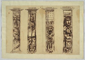 Quatre colonnes aux écrivains de la Renaissance italienne - Felice Giani