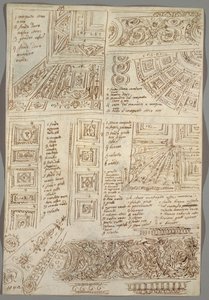 Quatre études décoratives de plafonds; Verso: Études anatomiques