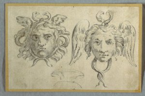 Masque à deux têtes; Masque à deux têtes de serpent - Felice Giani