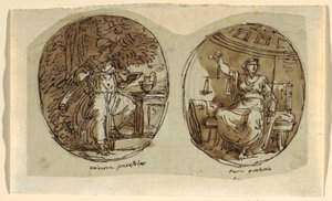 Minerva, conception pour plafond voûté, Sala dei Legislatori, Palazzo Conti-Sinibaldi, Faenza