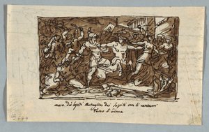 Page de carnet de croquis : Bataille des Centaures et des Lapithes - Felice Giani