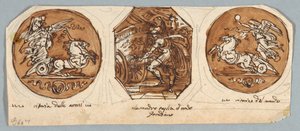 Deux peintures circulaires et octogonales pour plafond : Actes d
