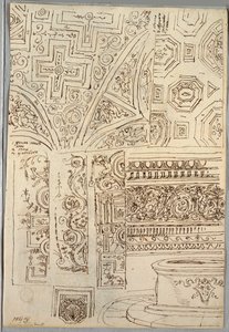 Deux études décoratives de plafonds; Verso: Études de têtes - Felice Giani