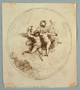Deux putti volants avec attributs de Dionysos