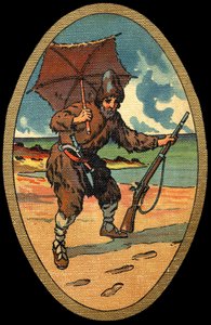 Robinson Crusoé : Illustration par Felician MYRBACH MYRBACH RHEINFELD (1853-1940) pour le livre de Daniel Defoe Robinson Crusoé. Sans date. Vers 1934 - Felicien baron de Myrbach Rheinfeld
