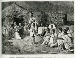 Un asmari, un chanteur ambulant. Gravure par F. De Myrbach, d