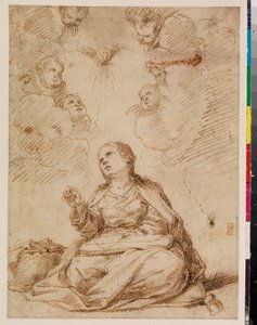 Jeune Vierge Marie cousant - Felipe Gomez de Valencia