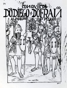 Les conquistadors Diego de Amagro et Francisco Pizarro réconciliés à Castille - Felipe Huaman Poma de Ayala