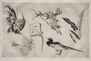 Service de table Rousseau : Coqs, raie, plantes, etc. n° 9, 1866 - Felix Bracquemond