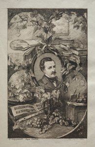 Frontispice pour "Nouvelles œuvres de Champfleury, Les Amis de la Nature:" Portrait de Champfleury, d