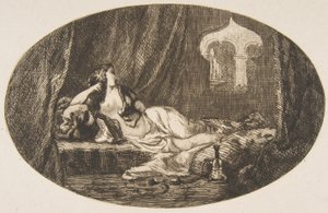 Odalisque allongée dans un harem, de Titres de Romance, 1857 - Felix Bracquemond