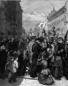 Déportation des Jésuites de la Rue de Sèvres à Paris suite aux décrets de mars 1880 émis par Jules Ferry et supprimant le droit d
