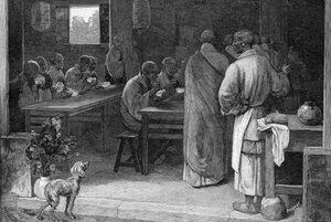 Réfectoire dans un monastère bouddhiste - Felix Elie Regamey