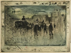 Procession funéraire sur le boulevard de Clichy, 1887 - Felix Hilaire Buhot