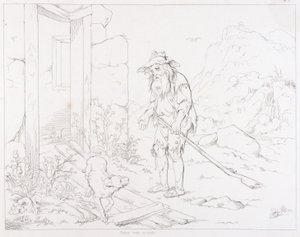 (Rip Van Winkle, illustration) Rip retourne à sa maison en ruines - Felix Octavius Carr Darley