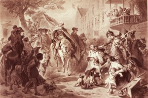 George Washington entrant à New York en 1783, gravé par Alexander Hay Ritchie (1822-1895) - Felix Octavius Carr Darley